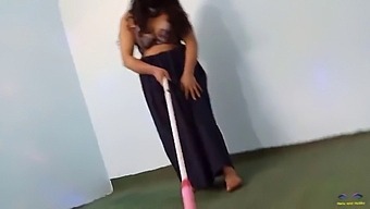 Latina Teen With Big Natural Tits Gets Caught Cleaning The Room And Dancing