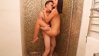 Small Tits Amateur Gets Fucked In The Shower By A Big Dick Guy