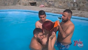 A Fiery-Haired Peruvian Woman Is Aroused By Being With Three Men In A Pool And Craves Even More
