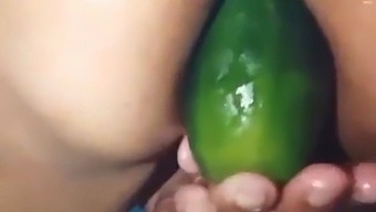 Stepmom Flaunts Her Open Ass While Using A Cucumber On Camera